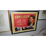 A framed and glazed half sheet movie poster 'Cry of the City' for film made in 1948