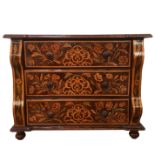 A miniature Dutch marquetry 3 drawer chest