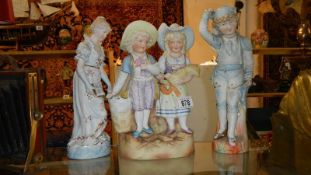 3 19th century bisque figures