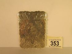 A silver monogrammed card case, hall mark indistinct, H & M,