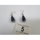 A pair of lapis lazuli drop earrings