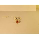 A 9ct gold ring set amber coloured stone,