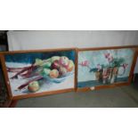 A pair of mid 20th century still life studies in oil on paper,