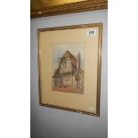 A framed and glazed watercolour 'Old Thatched House' signed Earp (Edwin Earp), image 16.