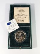 A Royal Mint 1993 United Kingdom £5 brilliant un-circulated gold coin