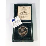 A Royal Mint 1993 United Kingdom £5 brilliant un-circulated gold coin