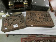 2 old carved Chinese 'Dragon' boxes