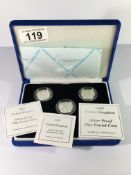 3 Royal Mint silver proof one pound coins, 1003,