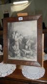 An oak framed 19th century continental engraving, image 29.5 x 37.