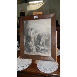 An oak framed 19th century continental engraving, image 29.5 x 37.