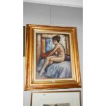 A fine large original oil on canvas 'J'eune Fille Nue' by the artist Pierre Manzone,