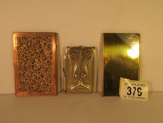 An art nouveau aide memoir and 2 card cases