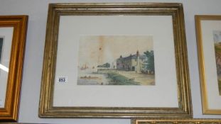 A framed and glazed watercolour 'The Old Red House' Battersea 187?, signed E H Kittoe,