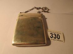 A silver card case on chain, Birmingham 1922, J.C. Ltd., 9.5 x 6.