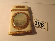 A 19th century souvenir card case with ovals depicting seaside scenes, 8.
