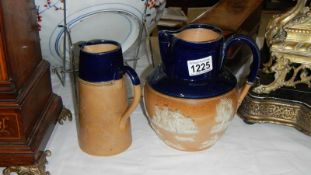 A Doulton Lambeth Harvest jug and a slim Doulton Lambeth jug