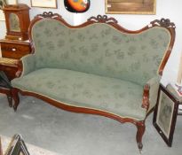 A Victorian mahogany framed double ended chaise longue