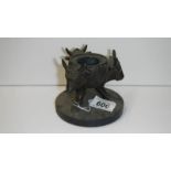 A bronze 3 headed bull incense burner