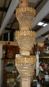 3 ornate wall lights with crystal droppers (match previous lot)