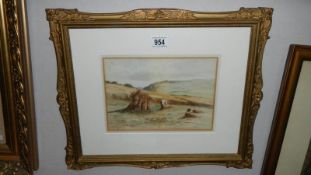 A framed and glazed watercolour 'May Binding', signed H C Fox, 1894,
