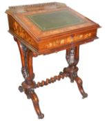 A marquetry inlaid Davenport in good condition