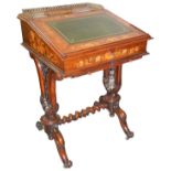 A marquetry inlaid Davenport in good condition