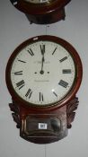 A double Fusee drop dial in mahogany and convex glass by C Hoyles of Sleaford