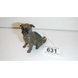 An Austrian cold painted bronze pug dog pin cushion