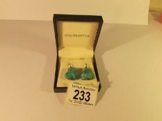 A pair of turquoise matrix bead pendant earrings