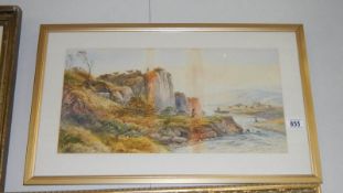 A framed and glazed watercolour 'Menai Straits' signed J Scott,