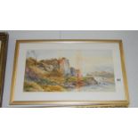 A framed and glazed watercolour 'Menai Straits' signed J Scott,