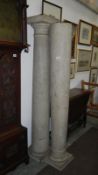 A pair of 19th Century pillars (1 without base)