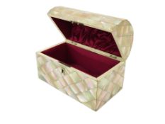 A Victorian mother of pearl domed top jewellery casket