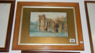 A watercolour landscape of 'Easby Abbey' 1906 signed A Walter (possibly Arthur Edward Walton),