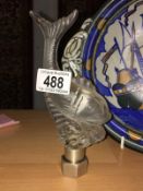 An art deco glass fish on screw stand