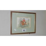 A framed and glazed hunting scene watercolour entitled 'Left Behind and no wonder' signed C E Brock,