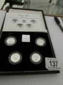 A UK £1 silver proof Piedfort coin collection 1984-1987