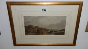 A framed and glazed watercolour Lancashire river,