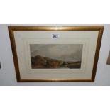 A framed and glazed watercolour Lancashire river,