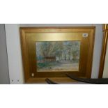 A framed and glazed watercolour 'Trayne Lane? Beckinham' signed R E Tapp,