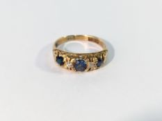 An 18ct gold sapphire and diamond ring,