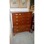 A mahogany 6 drawer chest with brass drop handles