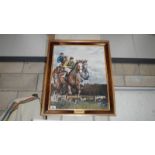 An oil on board racing scene at Market Rasen races by David Anthony Denyer (B.