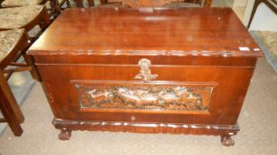 A mahogany linen chest with copper embellishment