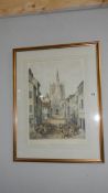 A limited edition hand coloured print of Ormskirk church signed by Rev.