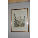 A limited edition hand coloured print of Ormskirk church signed by Rev.