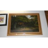 A gilt framed oil on canvas 'Mare & Foal' signed Colin Webster,