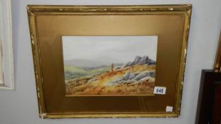 A framed and glazed watercolour 'Shepherd and Dog', signed G Goodall,