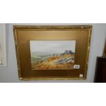 A framed and glazed watercolour 'Shepherd and Dog', signed G Goodall,