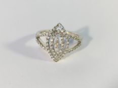 A 45pt 18ct white gold marquis shaped diamond ring,